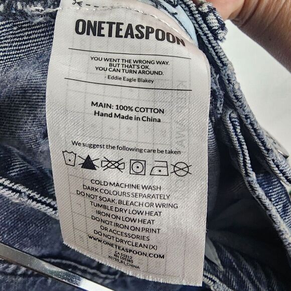 ONE x ONE TEASPOON Tuxedo Red Stripe Hight Waist Distressed Womens 27 Jeans - Picture 7 of 7